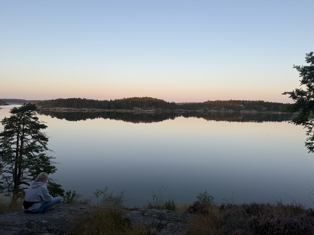 watching the sunrise over the island of grinda
